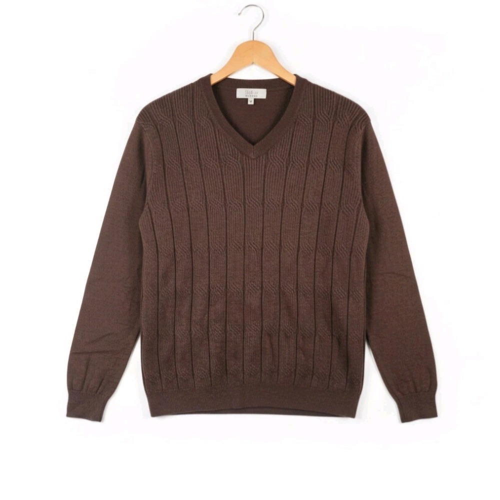 Turnbury Merino Wool Blend V-Neck Sweater Size Medium Brown‎